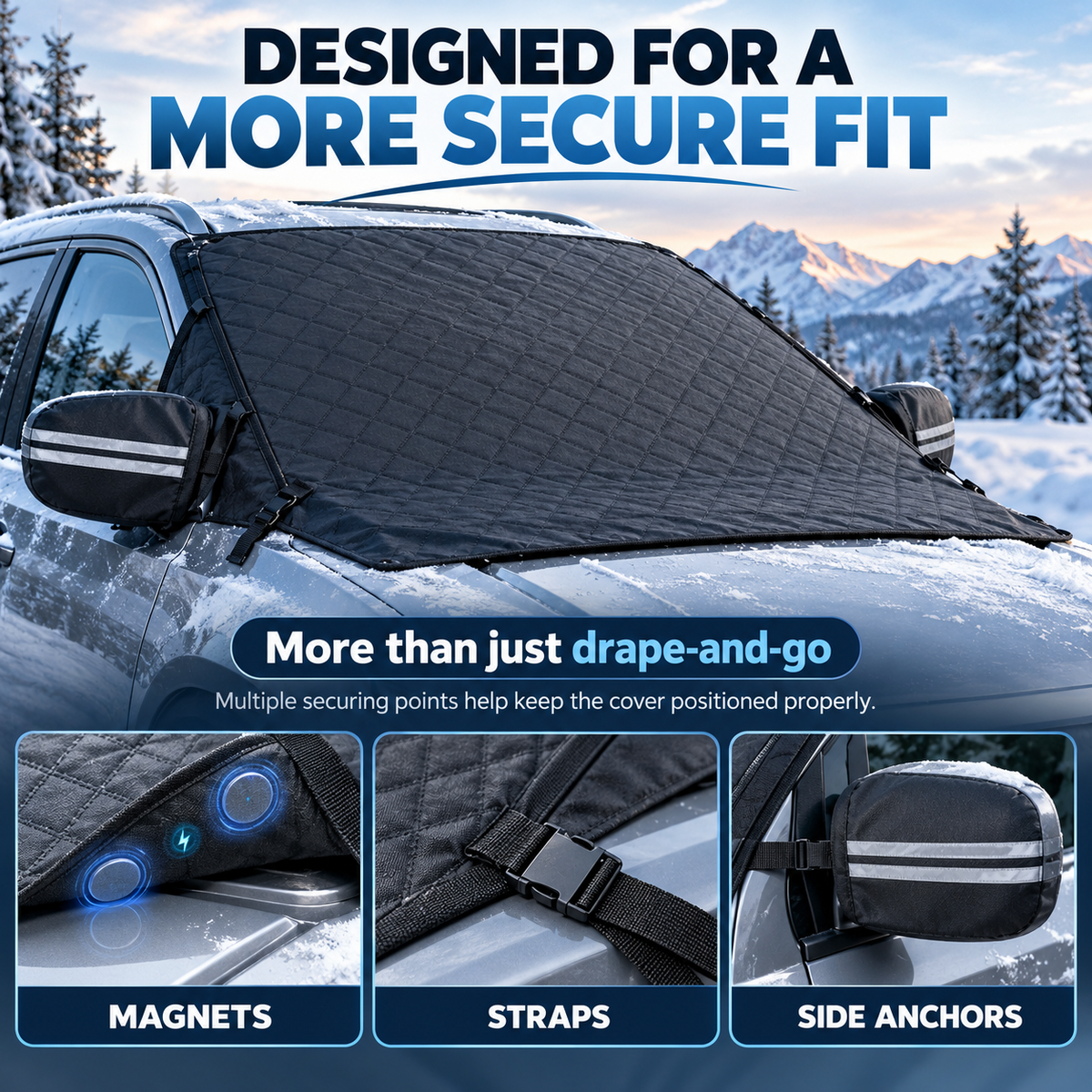 🔥 40% OFF — 💞54K+ SOLD!🔥All-Season Windshield Snow Cover with Mirror Protection❄️