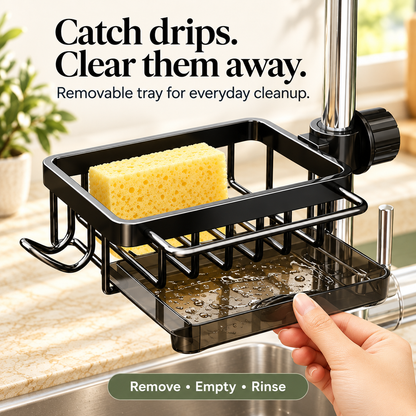 🧽 Faucet-Mounted Sink Caddy with Removable Drip Tray